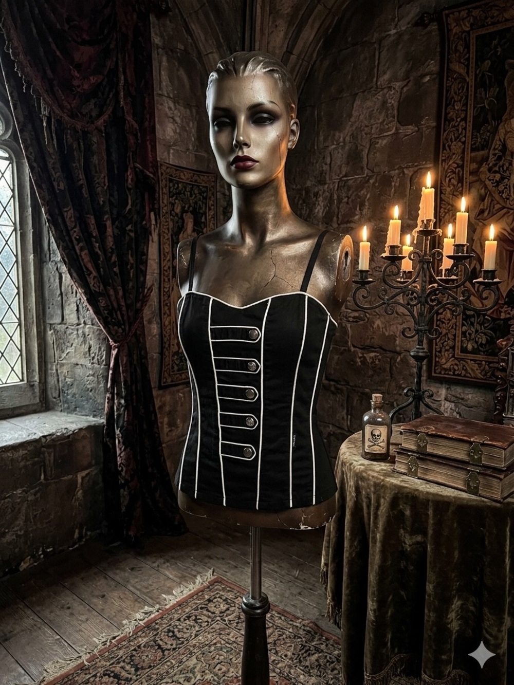 Gothic/Steampunk corset By Tripp Tagged xsmall will fit small 
Black Corset-Styl